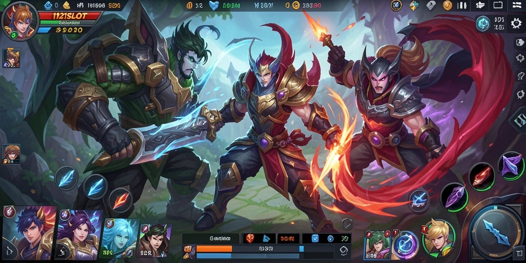 Tangkapan layar menampilkan aksi seru dalam gameplay MOBA 1121SLOT.