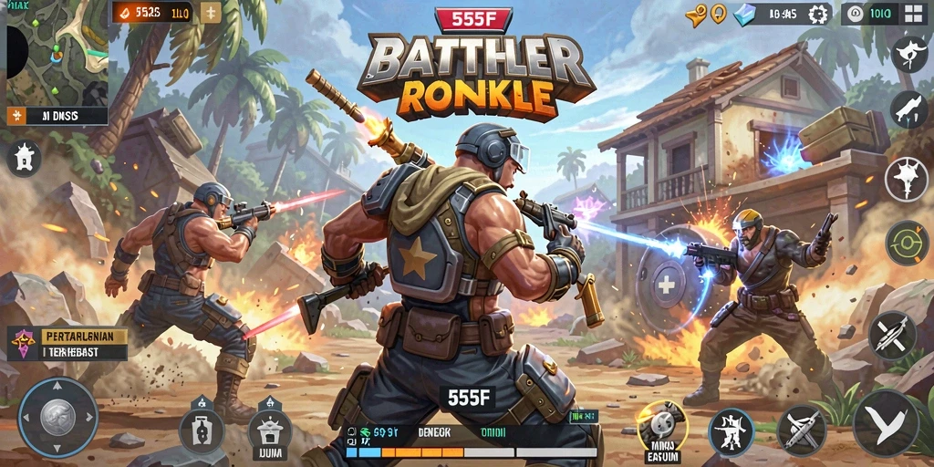Gameplay mendebarkan dalam pertempuran Battle Royale yang intens.