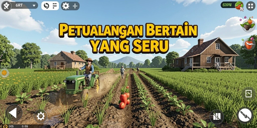 Tangkapan layar menunjukkan gameplay menarik dalam mengelola kebun di 6RT.