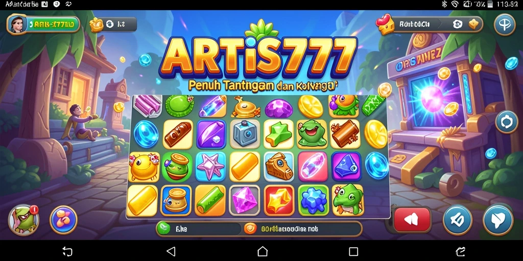 Tampilan gameplay seru ARTIS777 dengan berbagai permata untuk dicocokkan.