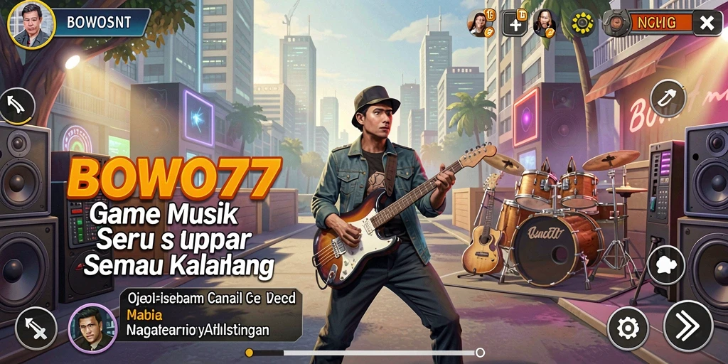 Screenshot gameplay BOWO77 menampilkan pengalaman musik yang interaktif.