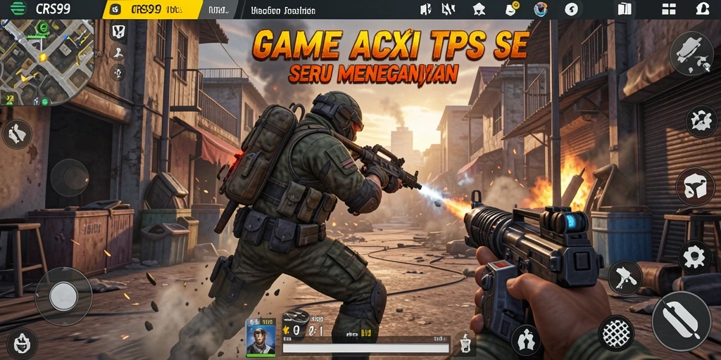 Tampilan aksi seru dalam game CRS99 dengan gameplay TPS yang mendebarkan.