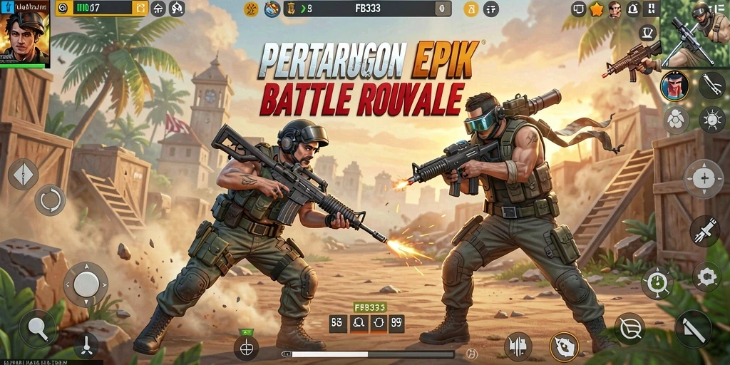 Tampilan utama FB333 yang menampilkan seru dan intensnya pertarungan Battle Royale.