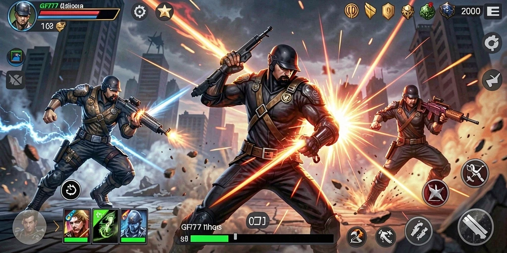 Tampilan screenshot GF777 menunjukkan aksi pertempuran yang mendebarkan.