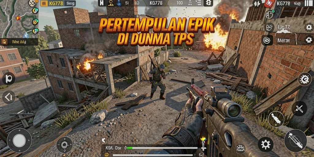 Screenshot gameplay KG778 menampilkan pertempuran TPS yang mendebarkan.