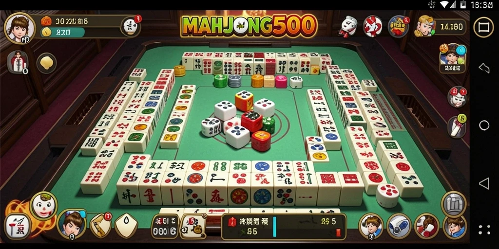 Tampilan gameplay menantang di MAHJONG500 dengan berbagai tema ubin.