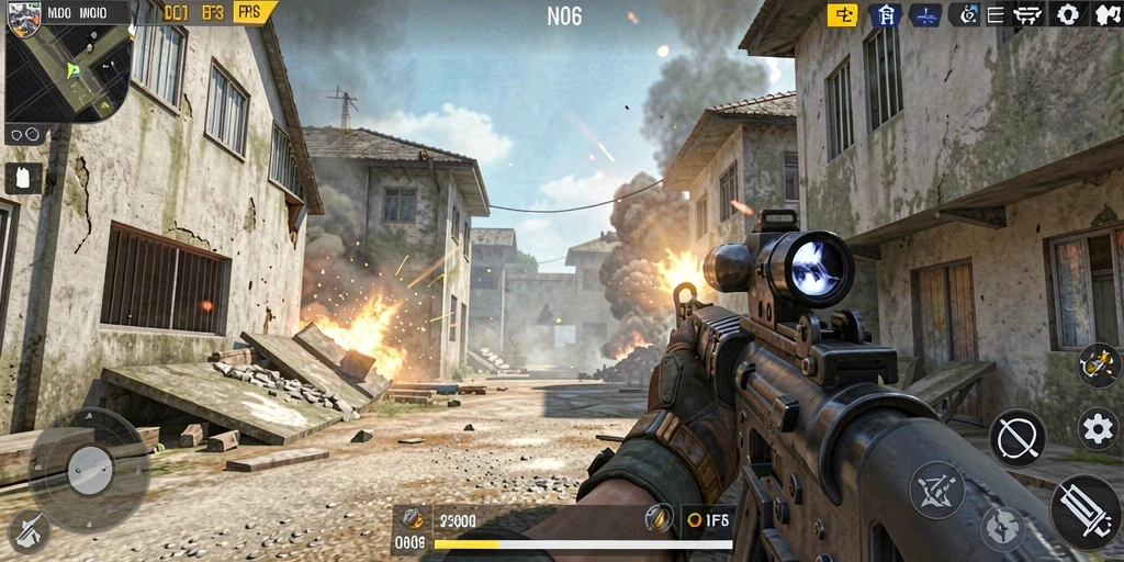 Tangkapan layar dari gameplay intens N06 yang menunjukkan aksi pertempuran yang mendebarkan.