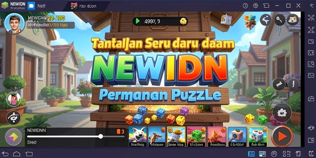 Tampilan gameplay seru dan menantang di NEWIDN yang penuh warna.