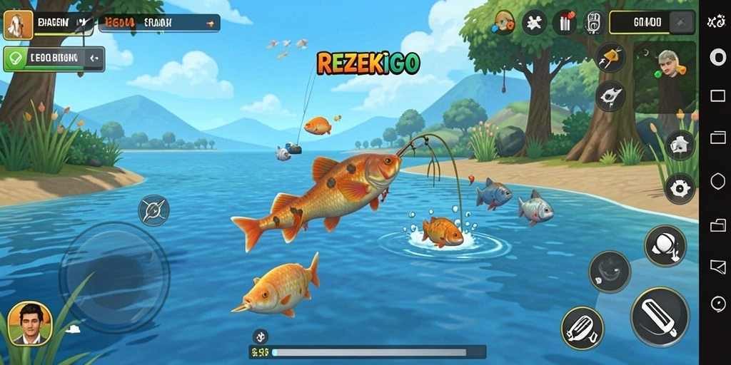 Tangkapan ikan yang mengesankan dalam gameplay REZEKIGO.