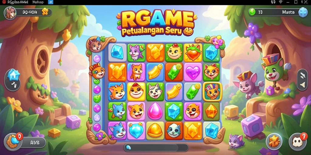 Tampilan gameplay RPGAME dengan permata warna-warni yang menarik.