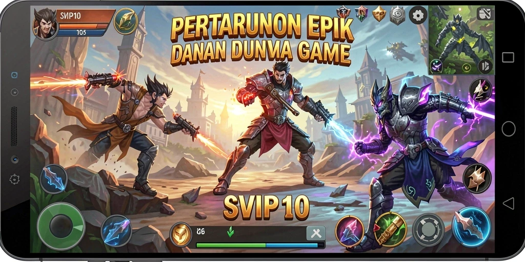Screenshot menunjukkan pertarungan seru karakter dalam SVIP10.