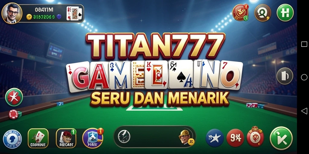 Screenshot utama TITAN777 menunjukkan tampilan atraktif gameplay Domino.