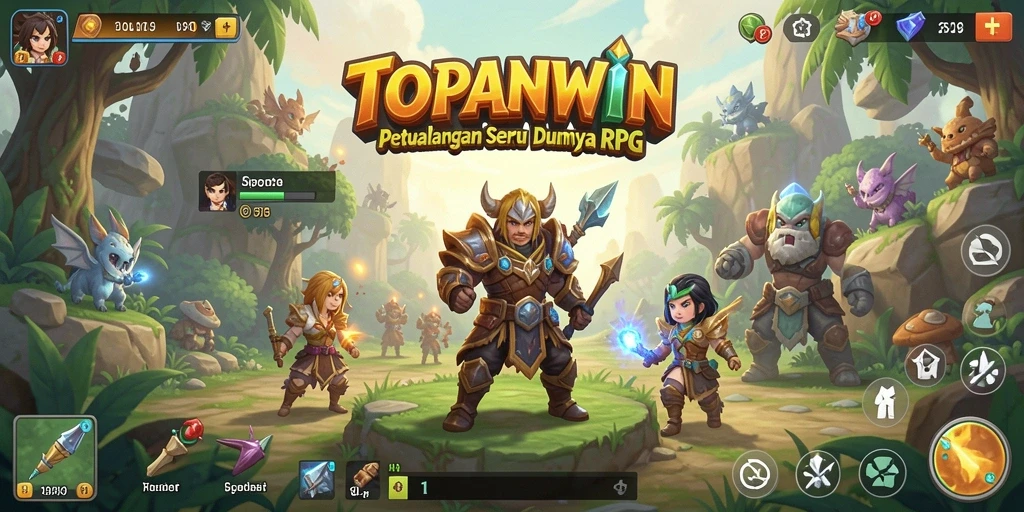 Screenshot utama TOPANWIN menampilkan aksi pertarungan RPG yang mendebarkan.