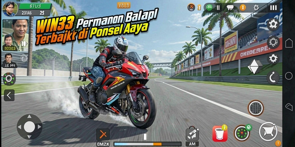 Tampilan gameplay balap motor yang mendebarkan di WIN33.