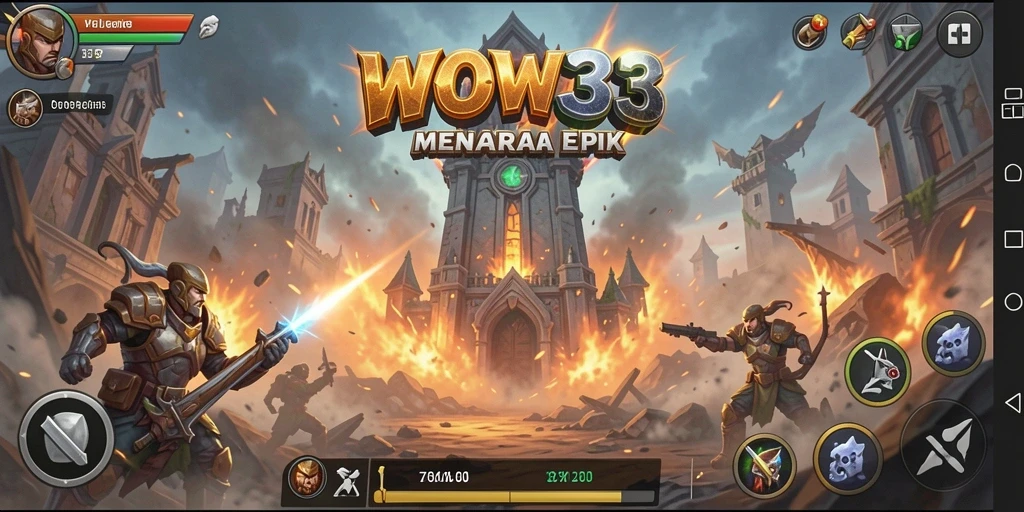 Tampilan seru gameplay Tower Defense di WOW33 dengan menara yang siap bertarung.